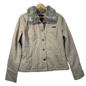 Calvin Klein Jeans Women's Faux Fur Collar Jacket - Large